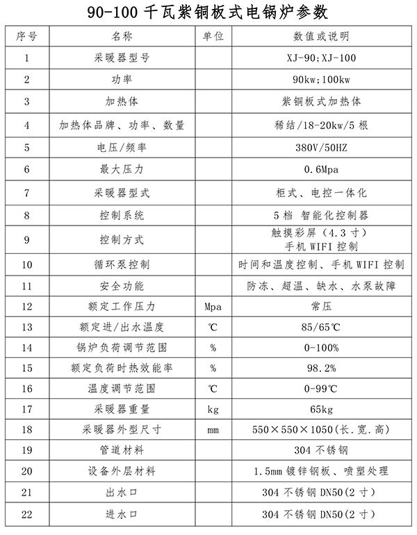 90-100kw紫銅板式電鍋爐