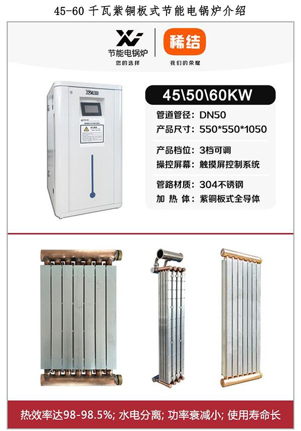 45-60kw紫銅板式電鍋爐