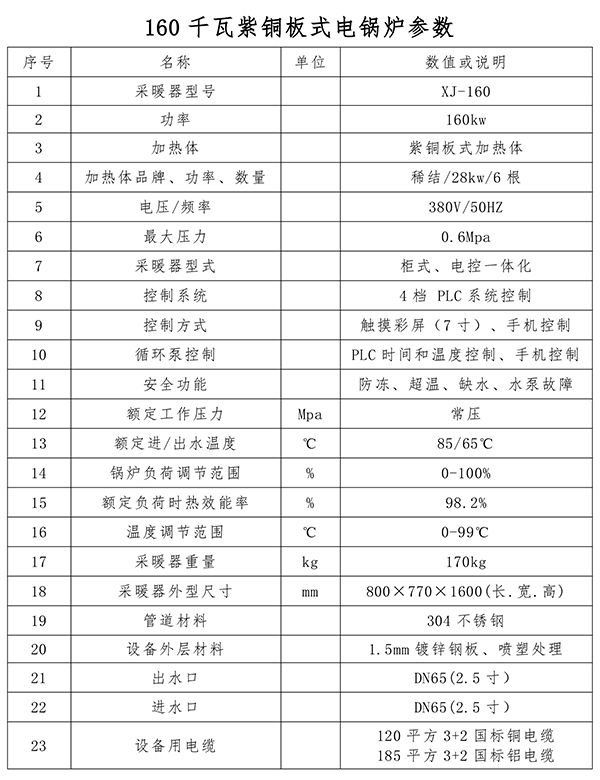 160kw紫銅板式電鍋爐