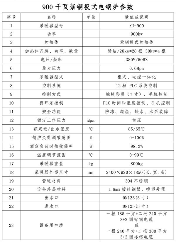 900kw紫銅板式電鍋爐